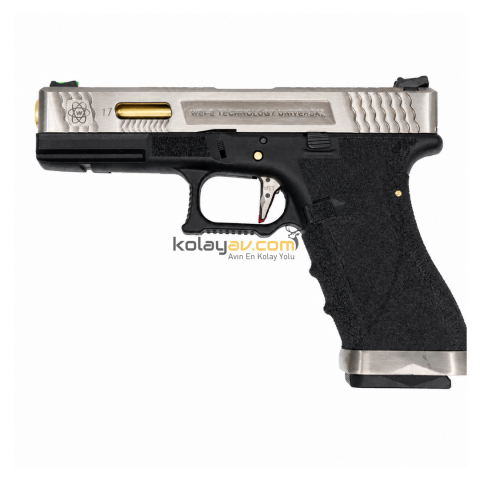 WE Glock 17 T1 Gümüş Blowback Airsoft Tabanca (Greengas)