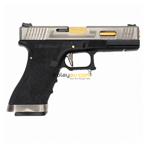 WE Glock 17 T1 Gümüş Blowback Airsoft Tabanca (Greengas)