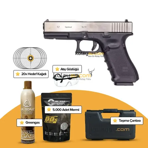 WE Glock 17 Gen4 Gümüş Blowback Airsoft Tabanca (Greengas)