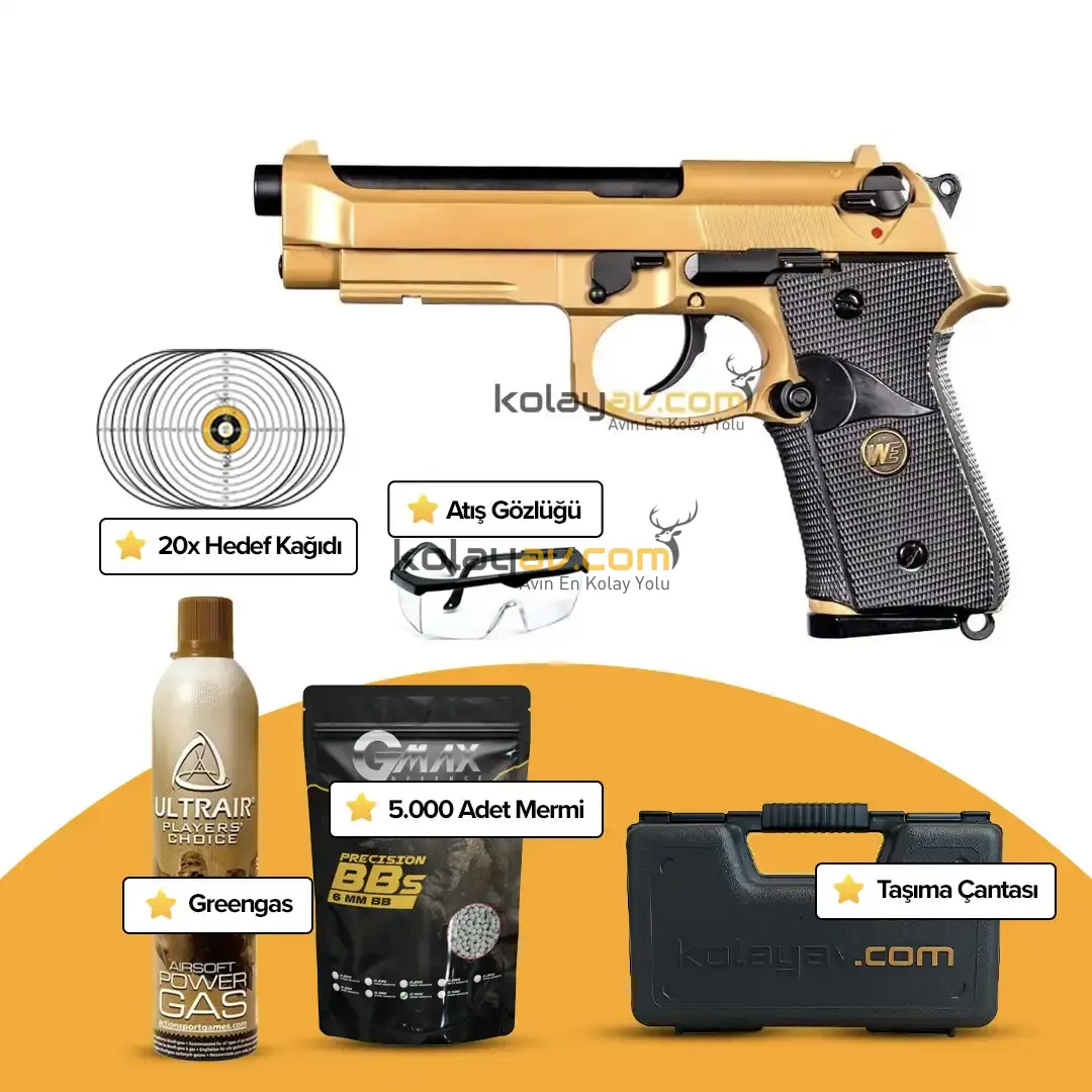 WE Beretta M9A1 Navy Edition Blowback Airsoft Tabanca (Greengas)