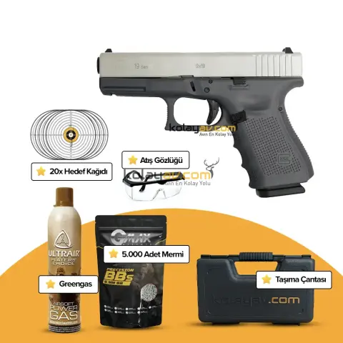 WE Glock 19 Gen3 Gümüş Blowback Airsoft Tabanca (Greengas)