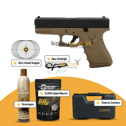 WE Glock 19 Gen3 Tan Blowback Airsoft Tabanca (Greengas)