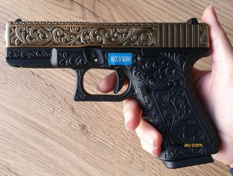 We Glock 19 Ivory Gravürlü Blowback Airsoft Tabanca