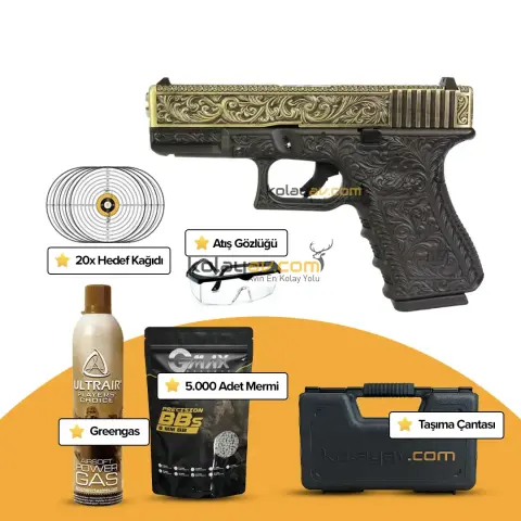 We Glock 19 Ivory Gravürlü Blowback Airsoft Tabanca