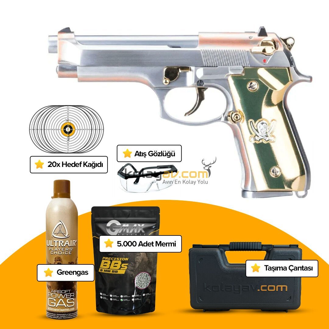 WE M92F ''Calico Jack'' Full Metal Blowback Airsoft Tabanca (Greengas)