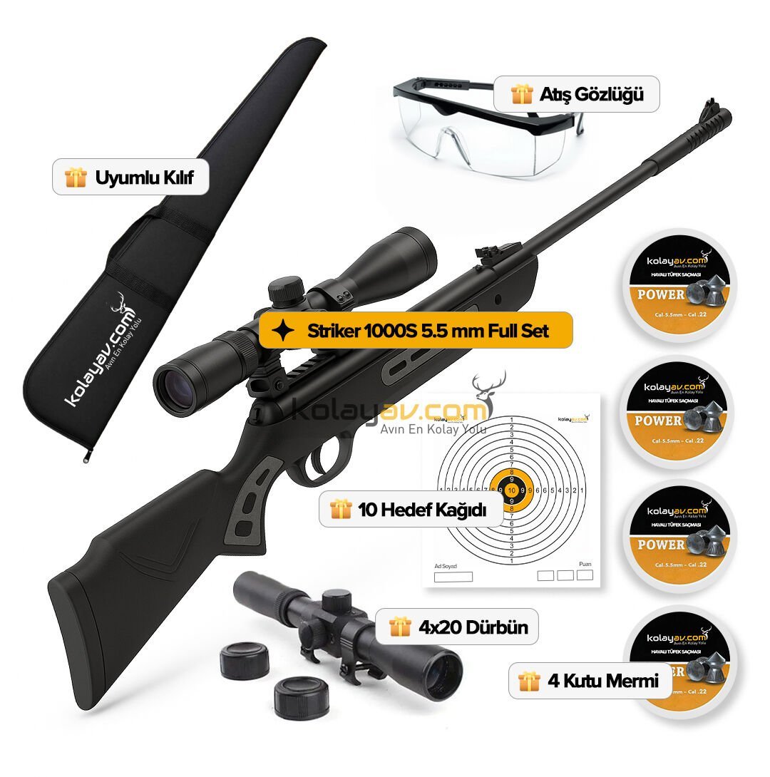 Hatsan Striker 1000S Havalı Tüfek, 5.5mm (Full Set)
