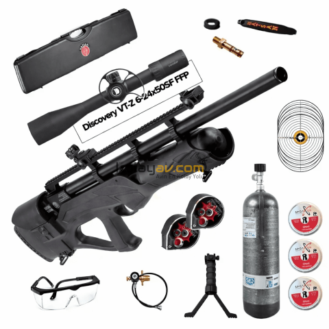 Hatsan Hercules Bully Long Dürbün+Scuba PCP Havalı Tüfek, 6.35mm (Carbon Set)