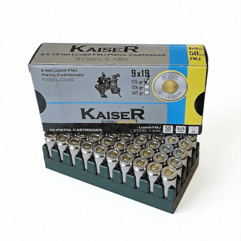 Kaiser 9x19mm Luger 115 Grain Çelik Kovan Tabanca Mermisi