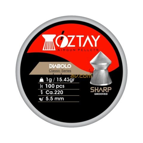 Öztay Sharp Grooved 5.5 mm 15.43 Gr Havalı Tüfek Saçma Pellet (100 Adet)