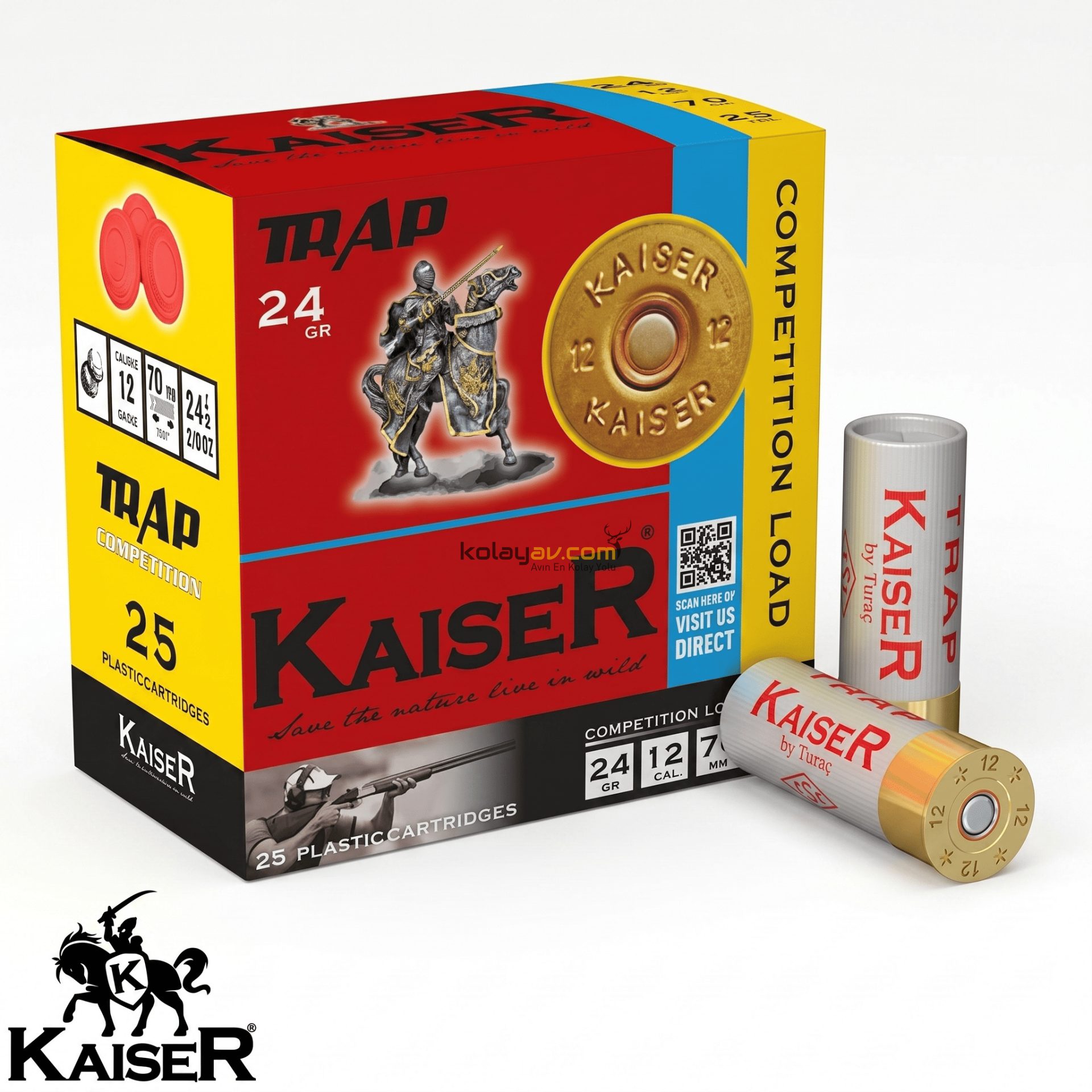 Kaiser 24 Gr No: 7,5 Trap 12 Kalibre Atış Fişeği