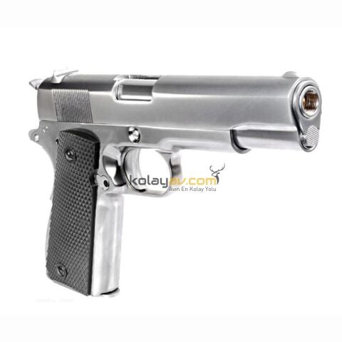 WE COLT 1911 Gümüş Klasik Siyah Kabza Blowback Airsoft Tabanca 6mm