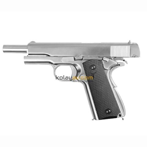 WE COLT 1911 Gümüş Klasik Siyah Kabza Blowback Airsoft Tabanca 6mm