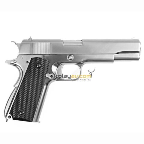 WE COLT 1911 Gümüş Klasik Siyah Kabza Blowback Airsoft Tabanca 6mm
