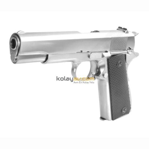 WE COLT 1911 Gümüş Klasik Siyah Kabza Blowback Airsoft Tabanca 6mm