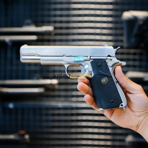 WE COLT 1911 Gümüş Klasik Siyah Kabza Blowback Airsoft Tabanca 6mm