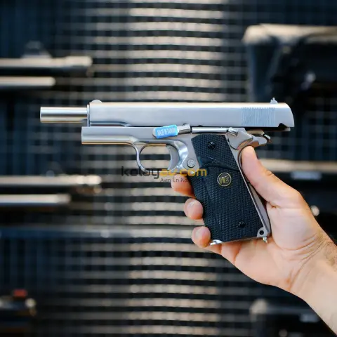 WE COLT 1911 Gümüş Klasik Siyah Kabza Blowback Airsoft Tabanca 6mm
