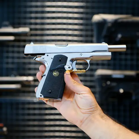 WE COLT 1911 Gümüş Klasik Siyah Kabza Blowback Airsoft Tabanca 6mm