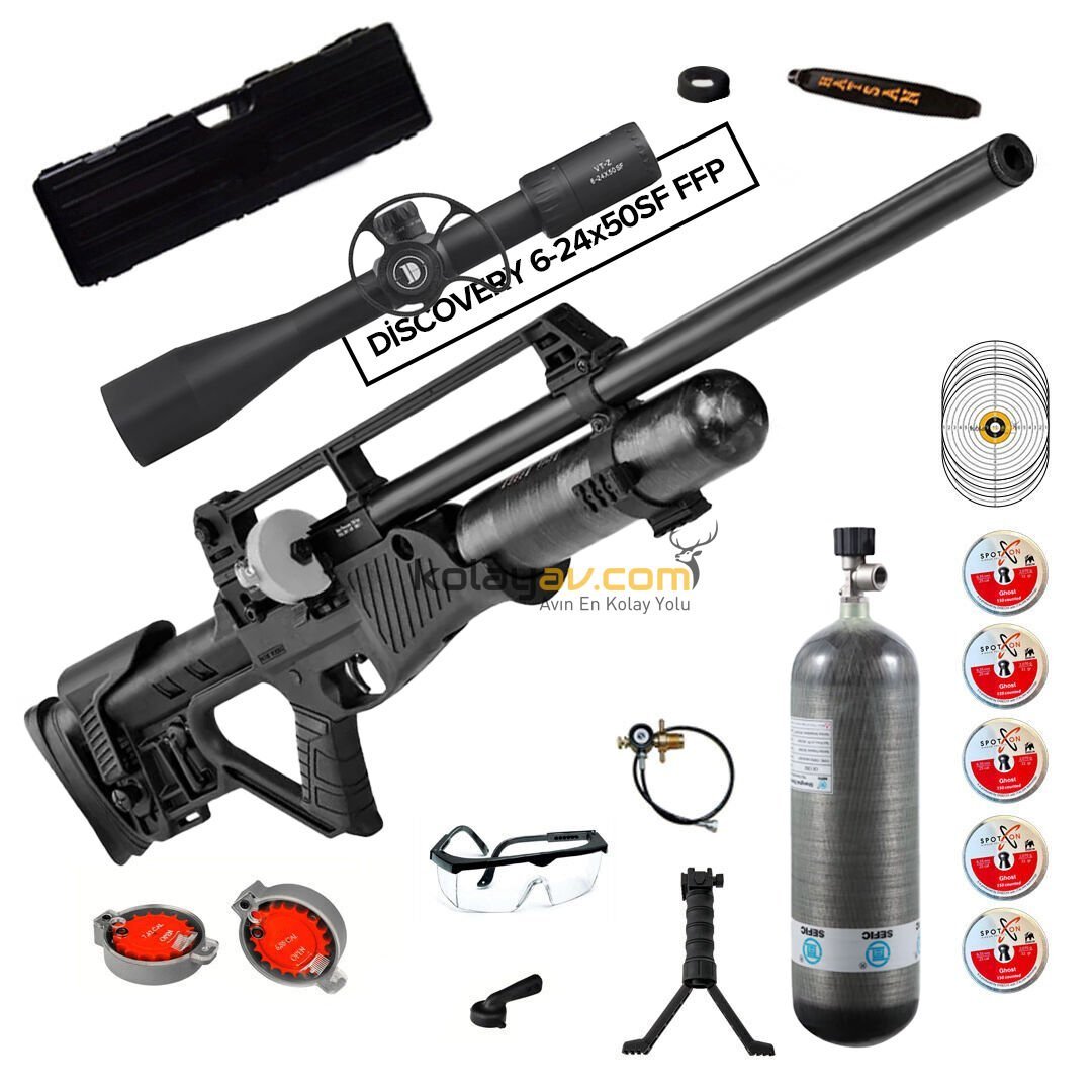Hatsan Blitz Full AUTO 6.35 mm FFP Dürbün + Scuba PCP Havalı Tüfek (Carbon Full Set)