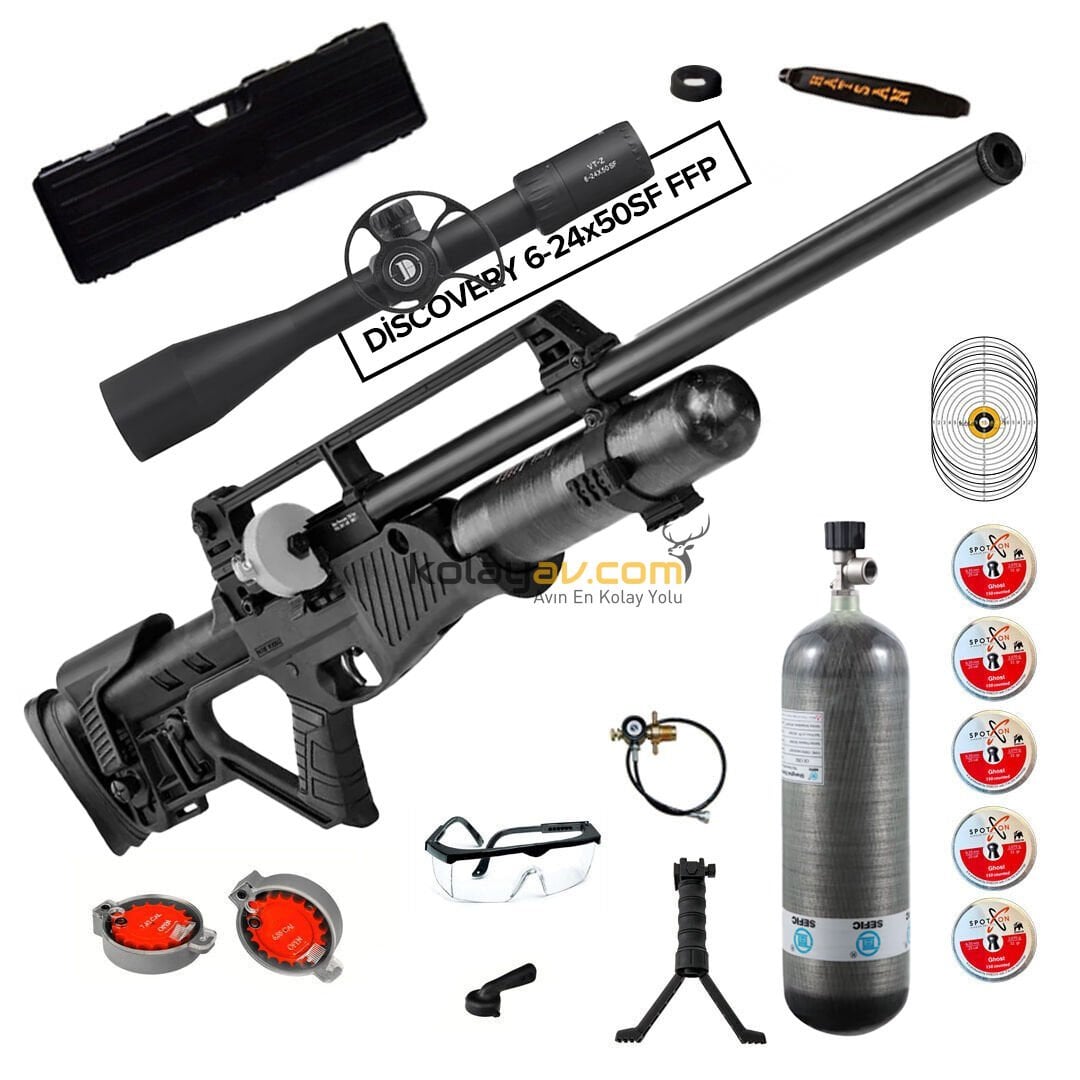 Hatsan Blitz Full AUTO 6.35 mm FFP Dürbün + Scuba PCP Havalı Tüfek (Carbon Full Set)