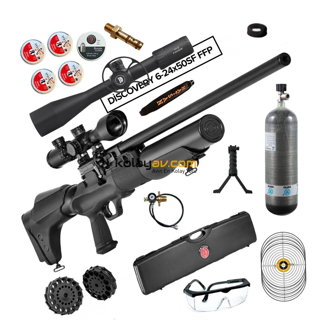 Hatsan Hercules 666 QE 6.35mm FFP Dürbün + Scuba PCP Havalı Tüfek (Carbon Set)