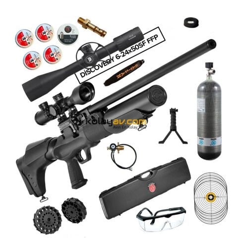 Hatsan Hercules 666 QE 6.35mm FFP Dürbün + Scuba PCP Havalı Tüfek (Carbon Set)