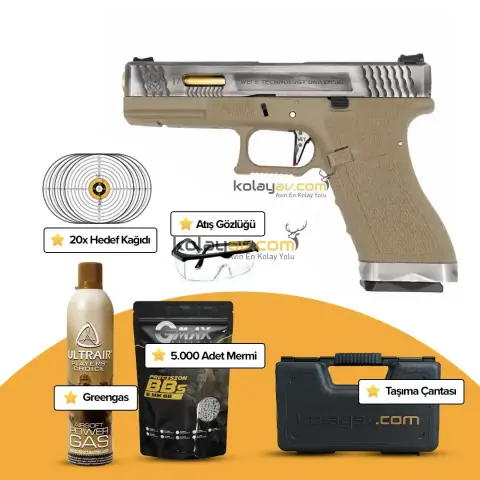 WE Glock 17 T4 Çift Renk Blowback Airsoft Tabanca (Greengas)