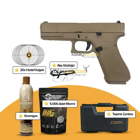 WE Glock 17 F Serisi Gen5 Tan Blowback Airsoft Tabanca (Greengas)