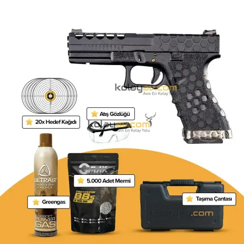 AW Custom Glock 17 HEX-CUT Blowback Airsoft Tabanca (Greengas)