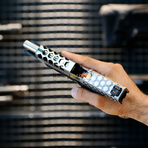 AW Custom Glock 17 HEX-CUT Gümüş Blowback Airsoft Tabanca (Greengas)