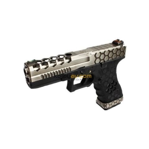 AW Custom Glock 17 HEX-CUT Gümüş Blowback Airsoft Tabanca (Greengas)
