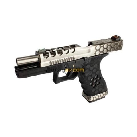 AW Custom Glock 17 HEX-CUT Gümüş Blowback Airsoft Tabanca (Greengas)