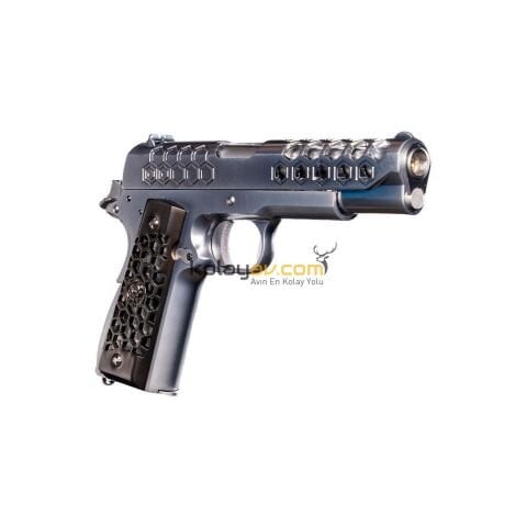 WE 1911 Hex-Cut SV Gümüş Blowback Airsoft Tabanca (Greengas)