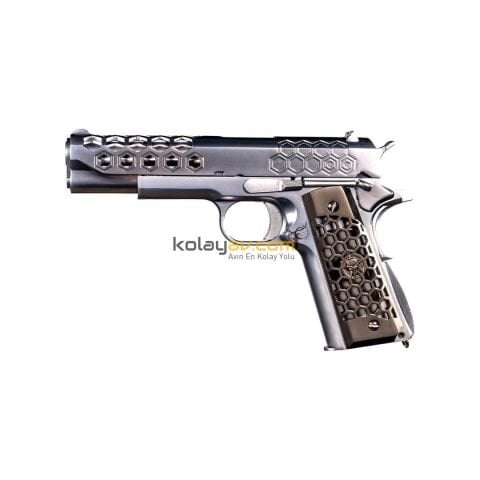 WE 1911 Hex-Cut SV Gümüş Blowback Airsoft Tabanca (Greengas)