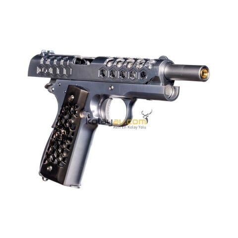 WE 1911 Hex-Cut SV Gümüş Blowback Airsoft Tabanca (Greengas)