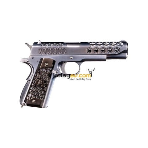 WE 1911 Hex-Cut SV Gümüş Blowback Airsoft Tabanca (Greengas)