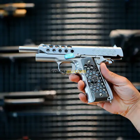 WE 1911 Hex-Cut SV Gümüş Blowback Airsoft Tabanca (Greengas)