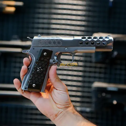 WE 1911 Hex-Cut SV Gümüş Blowback Airsoft Tabanca (Greengas)