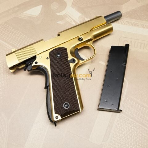 WE M1911 Full Metal 24K Altın Kaplı Blowback Airsoft Tabanca (Greengas)