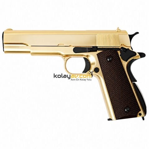 WE M1911 Full Metal 24K Altın Kaplı Blowback Airsoft Tabanca (Greengas)