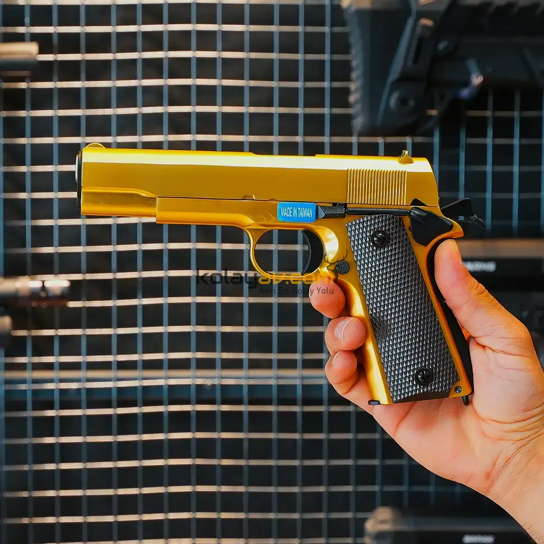 WE M1911 Full Metal 24K Altın Kaplı Blowback Airsoft Tabanca (Greengas)