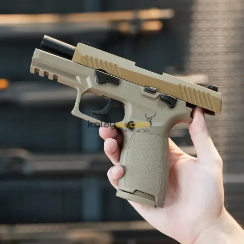WE F18 Tan Yarı Otomatik Blowback Airsoft Tabanca (Greengas)