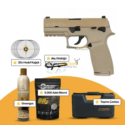 WE F18 Tan Yarı Otomatik Blowback Airsoft Tabanca (Greengas)