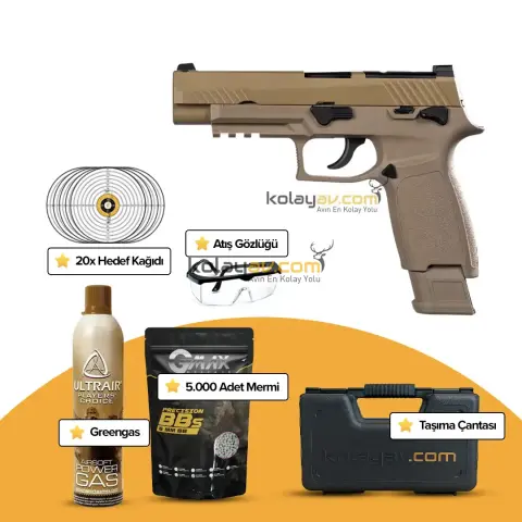 WE F17 Tan Yarı Otomatik Blowback Airsoft Tabanca (Greengas)