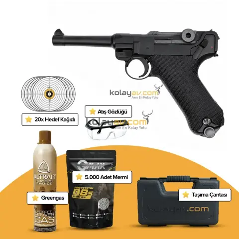WE P08 Luger 4'' Full Metal Blowback Airsoft Tabanca (Greengas)