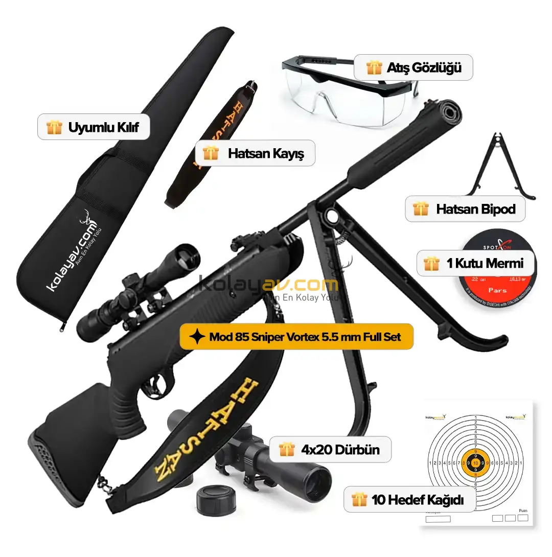 Hatsan Mod 85 Sniper Vortex Havalı Tüfek, 5.5mm (Full Set)