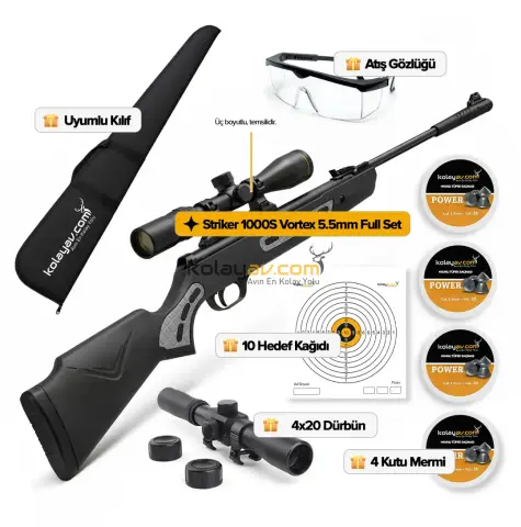 Hatsan Striker 1000S Vortex Havalı Tüfek, 5.5mm (Full Set)