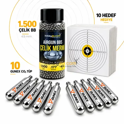 10 Co2 Tüp, 1.500 4.5mm BBs Mermi Set Hediyeli