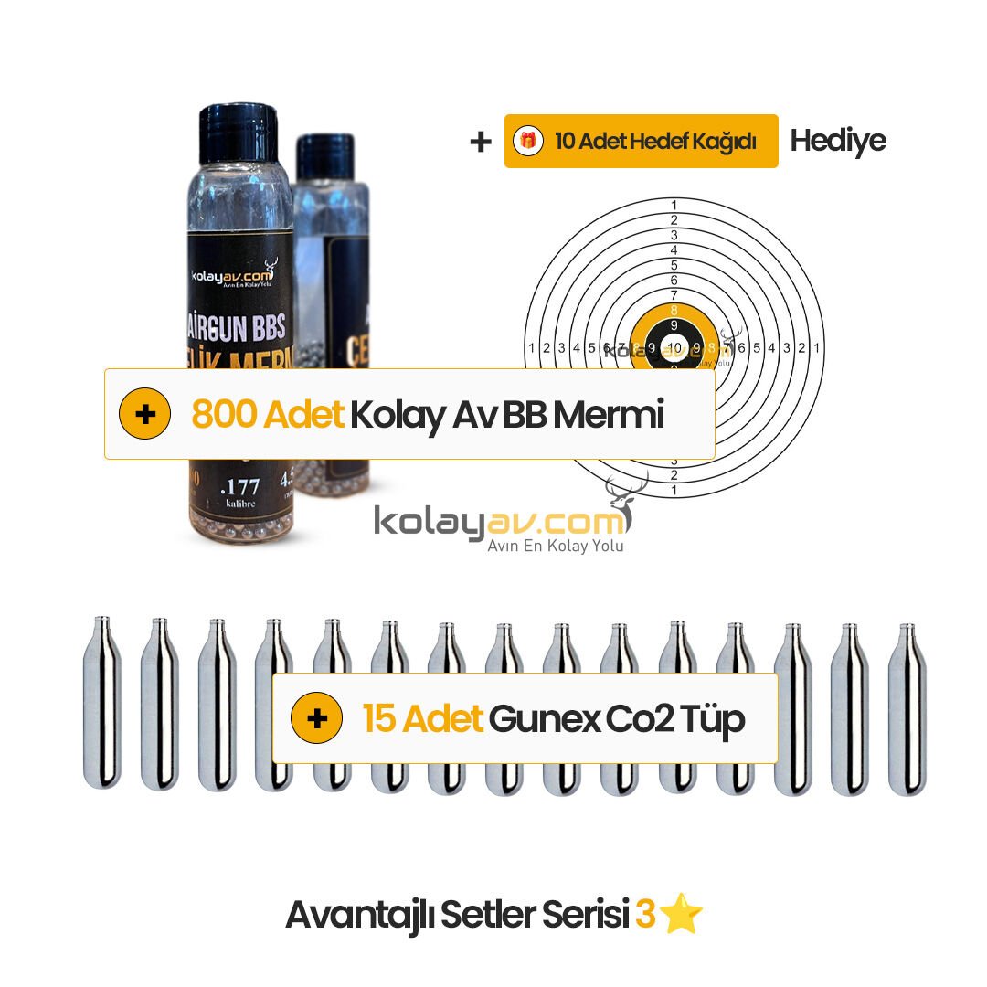 15 Co2 Tüp, 800 4.5mm BBs Mermi Set Hediyeli