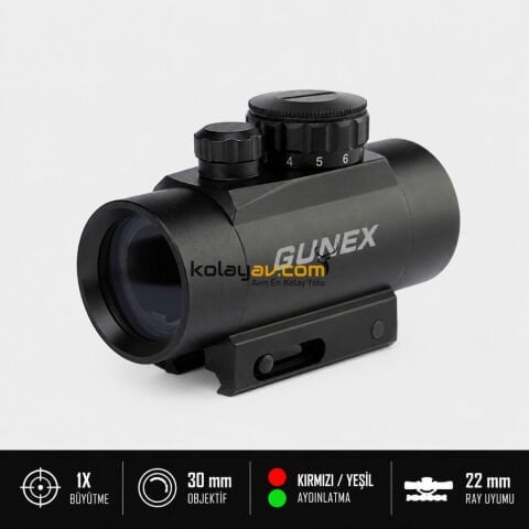 Gunex HD30A 1x30mm Kırmızı Yeşil Nokta Reddot