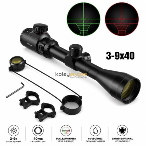 Gunex 3-9x40EG Aydınlatmalı Tüfek Dürbünü